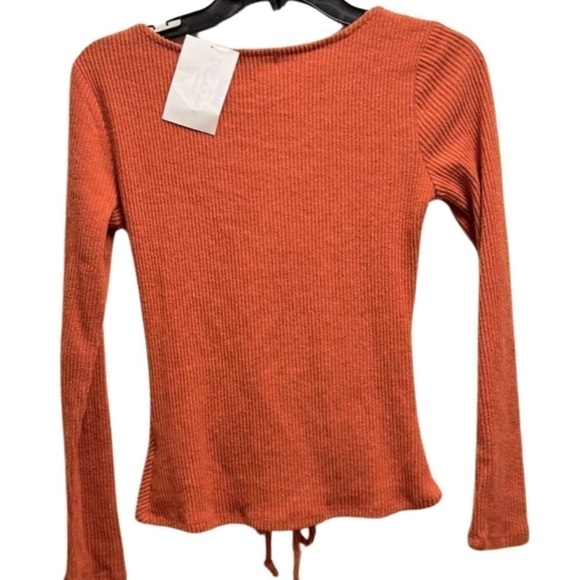 Ultra Flirt Long Sleeve Top Ribbed Orange Salmon pinkish color size S - Picture 11 of 12